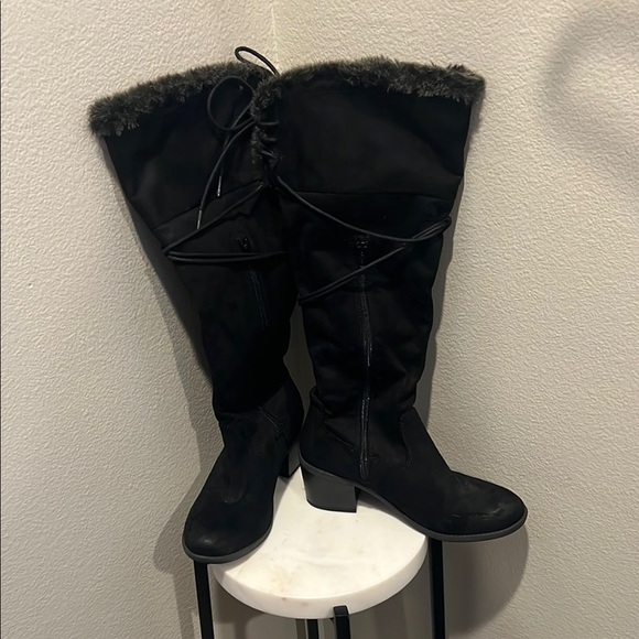 Merona Black Over the Knee Boots with Slouchy Design NWOT - Picture 3 of 5